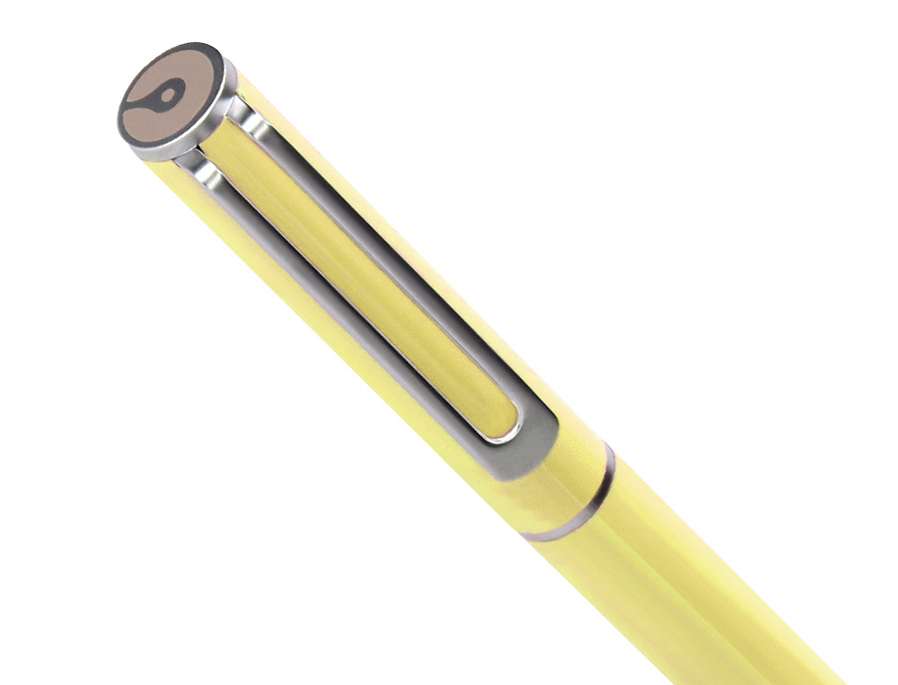 PARURE STYLO-BILLE ET ROLLER BELIUS ENDLESS SUMMER ALUMINIUM ATRIBUTS ARGENT ENCRE BLEUE COLORIS JAUNE COFFRET CADEAU