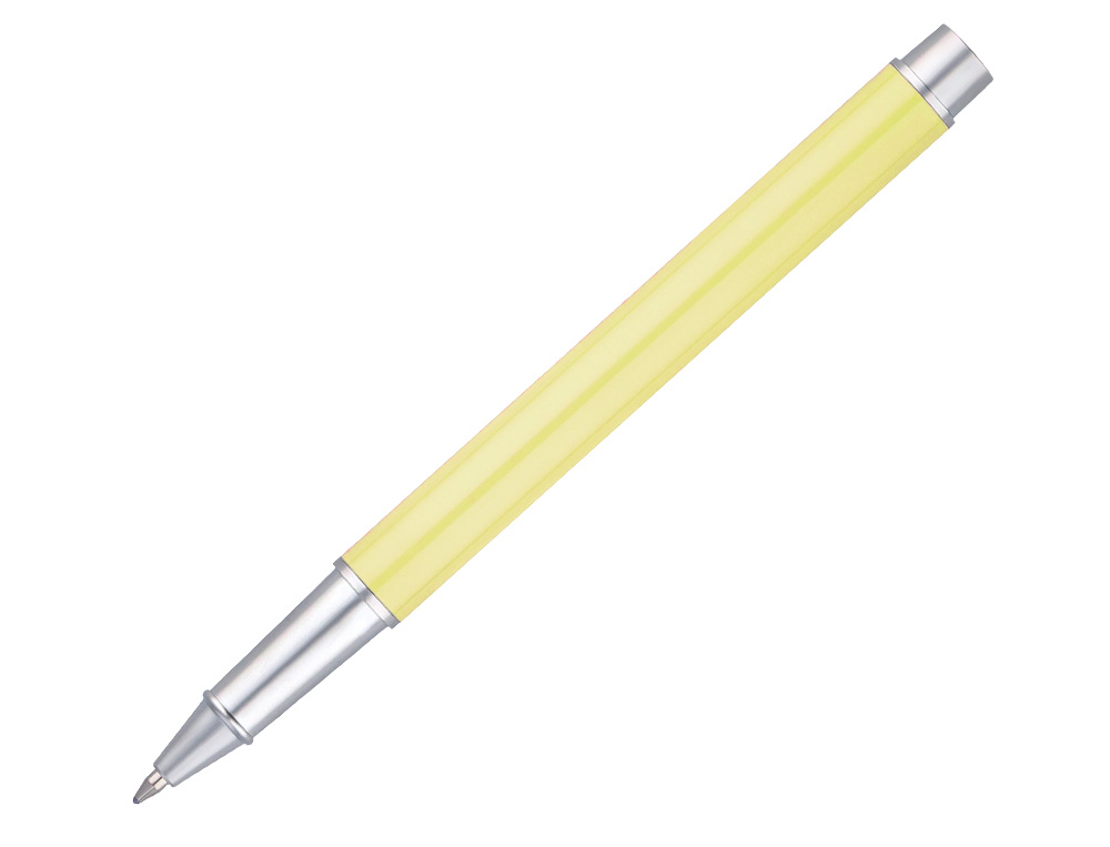 PARURE STYLO-BILLE ET ROLLER BELIUS ENDLESS SUMMER ALUMINIUM ATRIBUTS ARGENT ENCRE BLEUE COLORIS JAUNE COFFRET CADEAU
