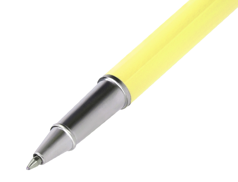 PARURE STYLO-BILLE ET ROLLER BELIUS ENDLESS SUMMER ALUMINIUM ATRIBUTS ARGENT ENCRE BLEUE COLORIS JAUNE COFFRET CADEAU