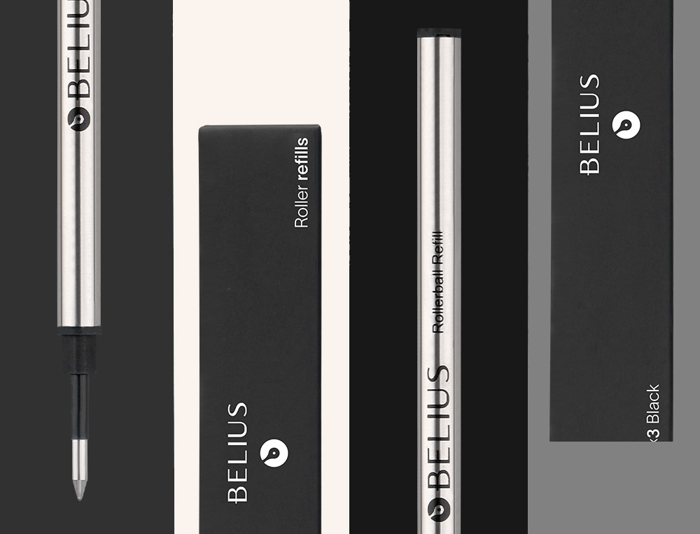 RECHARGE ROLLER BELIUS POINTE 0,7MM ENCRE COLORIS NOIRE     BOITE 3 UNITES