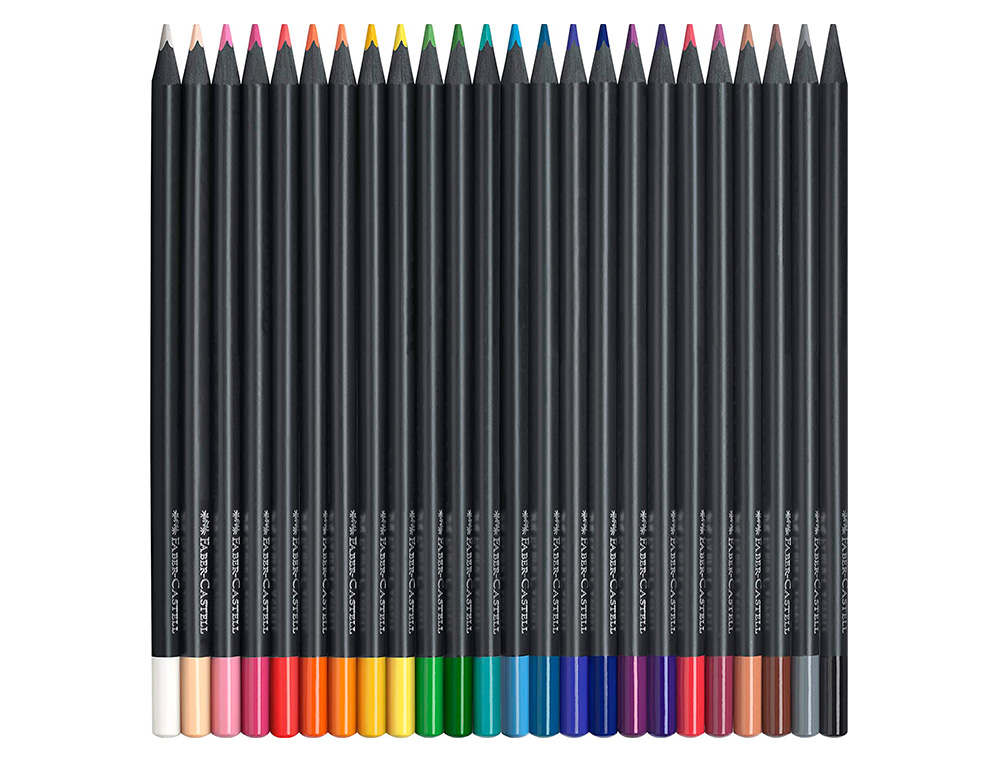 CRAYON COULEUR FABER CASTELL TRIANGULAIRE BLACK EDITION EN BOIS NOIR POCHETTE DE 24