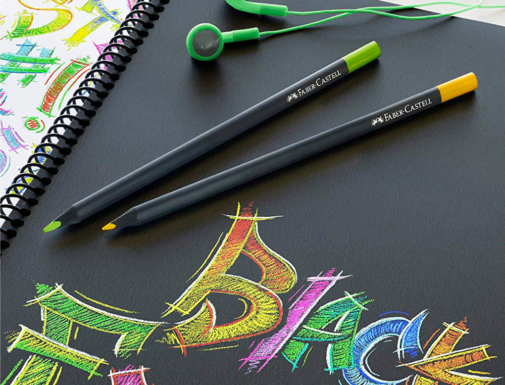 CRAYON COULEUR FABER CASTELL TRIANGULAIRE BLACK EDITION EN BOIS NOIR POCHETTE DE 24