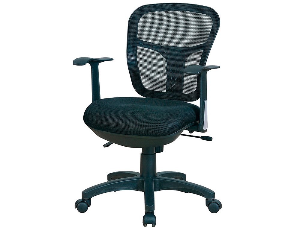 SIEGE DE BUREAU MT INTERNATIONAL MT1373 DOSSIER  EN RESILLE NOIR REGLABLE AVEC ACCOUDOIR NOIR
