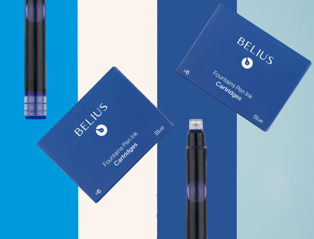 RECHARGE STYLO-PLUME BELIUS ENCRE COLORIS BLEUE BOITE 6 CARTOUCHES