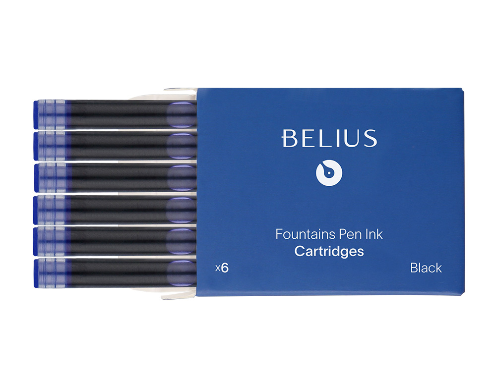 RECHARGE STYLO-PLUME BELIUS ENCRE COLORIS BLEUE BOITE 6 CARTOUCHES