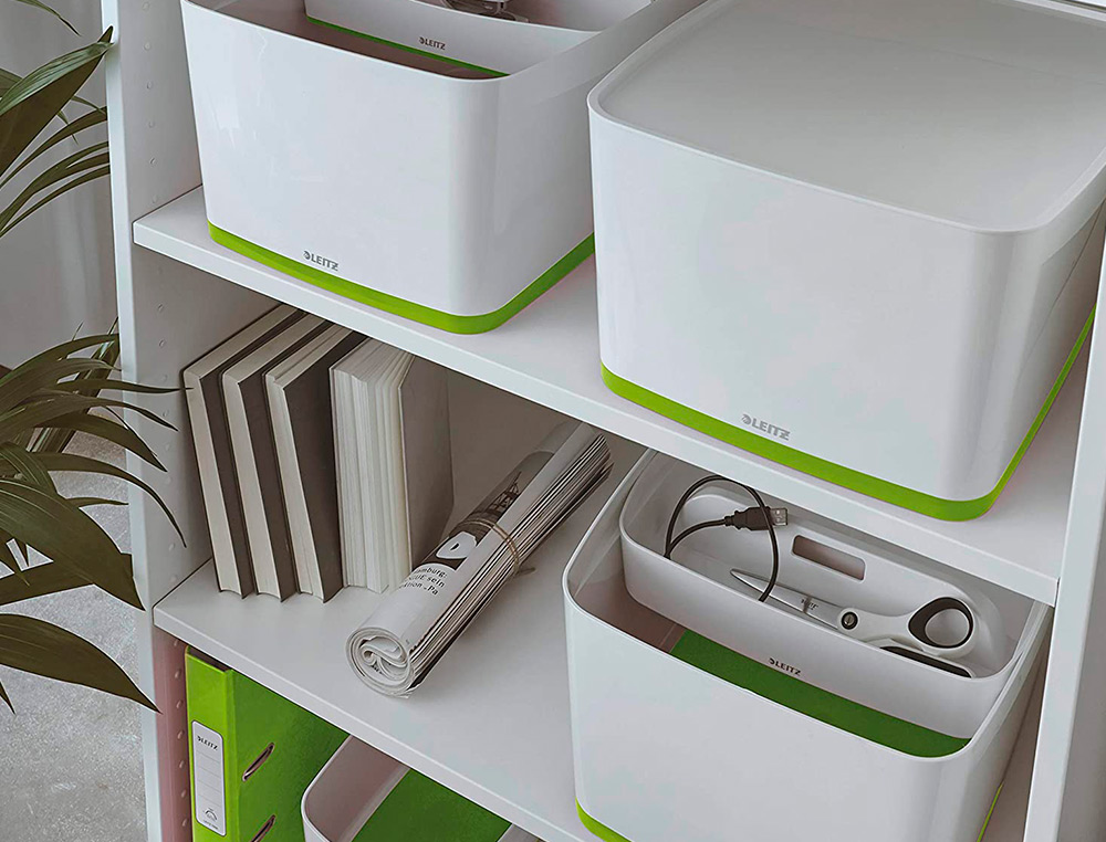 BAC RANGEMENT LEITZ MYBOX FORMAT A4 18L 318X198X385MM   BLANC VERT