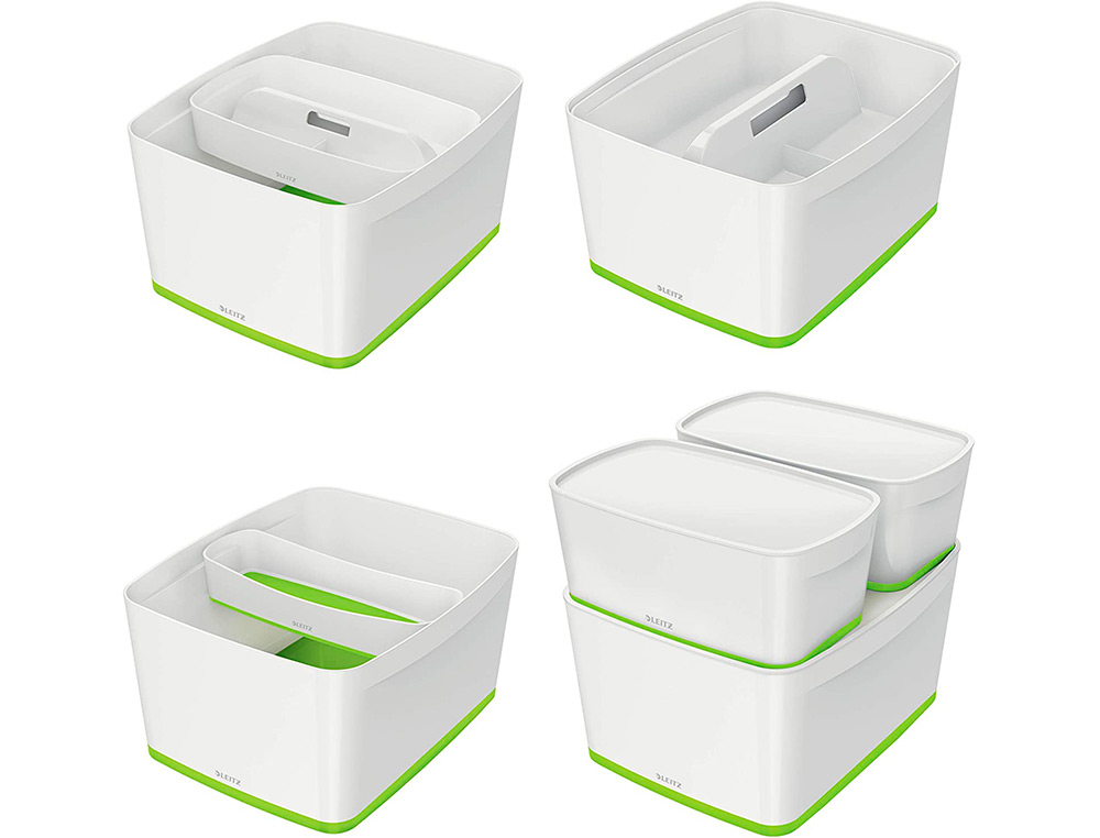 BAC RANGEMENT LEITZ MYBOX FORMAT A4 18L 318X198X385MM   BLANC VERT