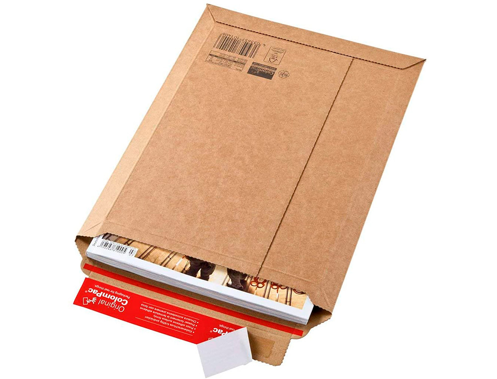 POCHETTE EXPEDITION COLOMPAC CARTON ONDULE BANDE ADHESIVE  570X420X50MM