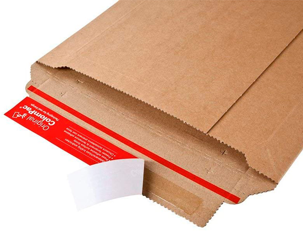 POCHETTE EXPEDITION COLOMPAC CARTON ONDULE BANDE ADHESIVE  570X420X50MM