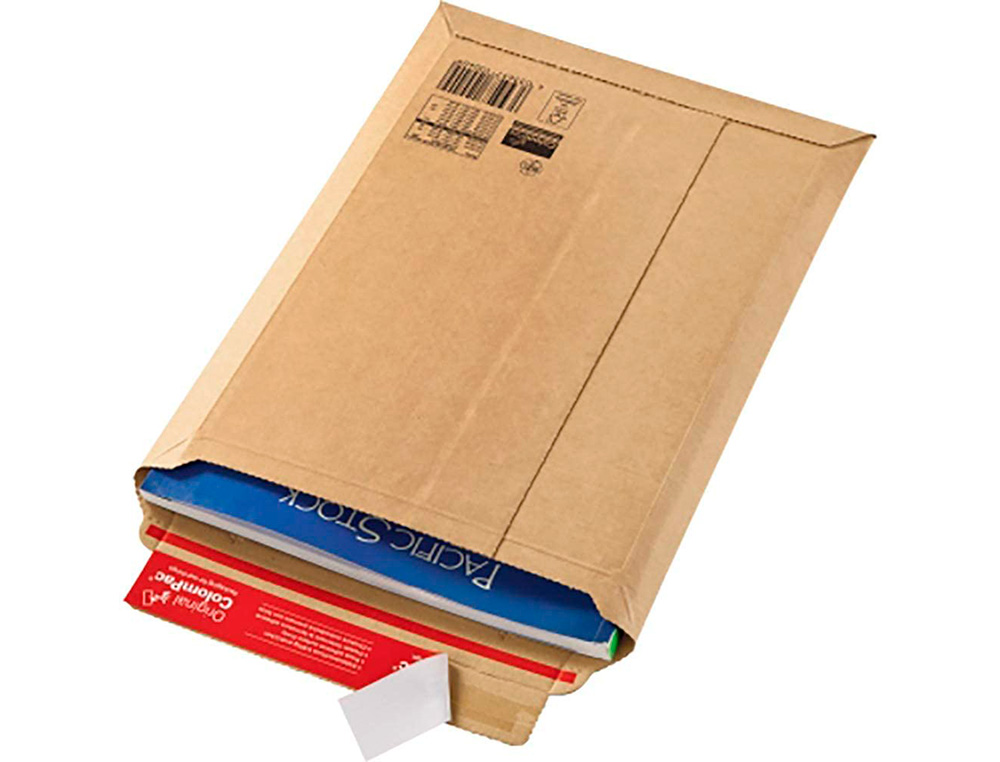 POCHETTE EXPEDITION COLOMPAC CARTON RIGIDE BRUN BANDE      ADHESIVE 285X370X30MM