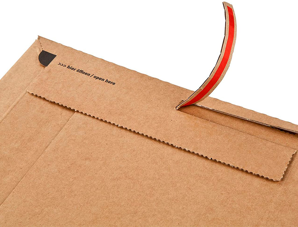 POCHETTE EXPEDITION COLOMPAC CARTON RIGIDE BRUN BANDE      ADHESIVE 285X370X30MM
