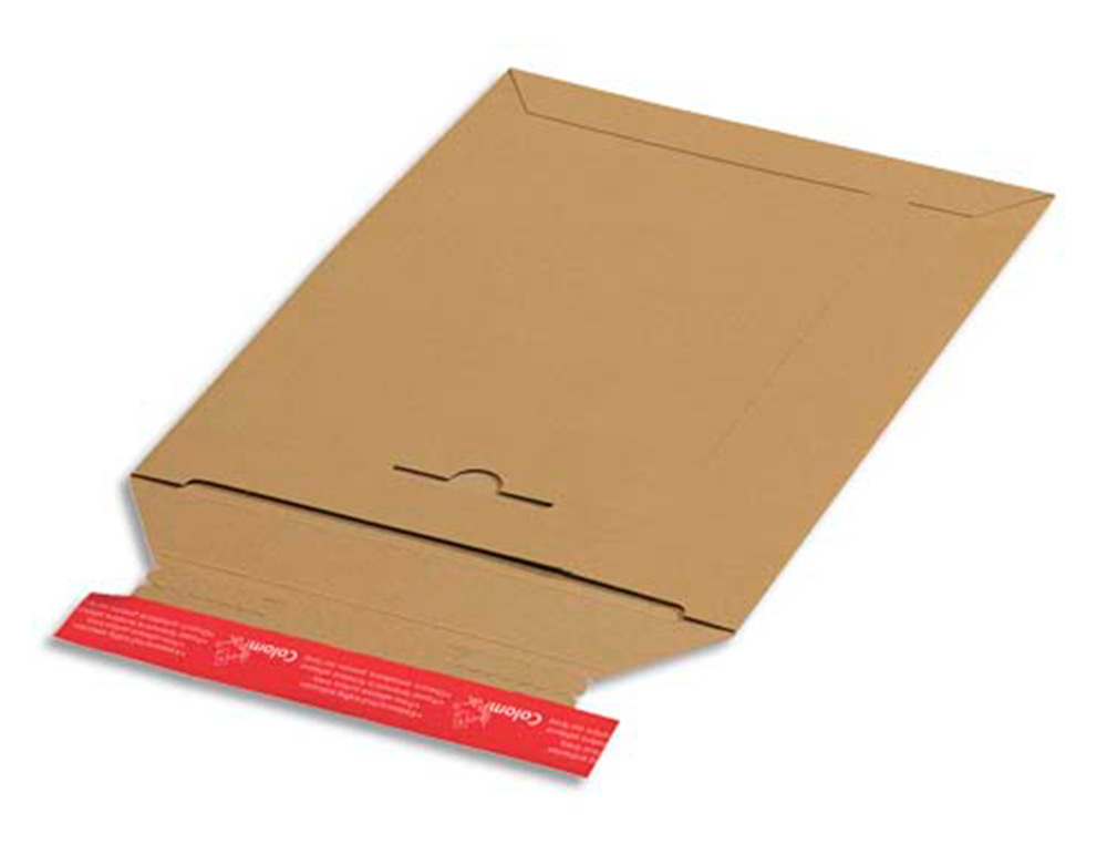 POCHETTE EXPEDITION COLOMPAC CARTON RIGIDE BRUN BANDE ADHESIVE 310X345X30MM