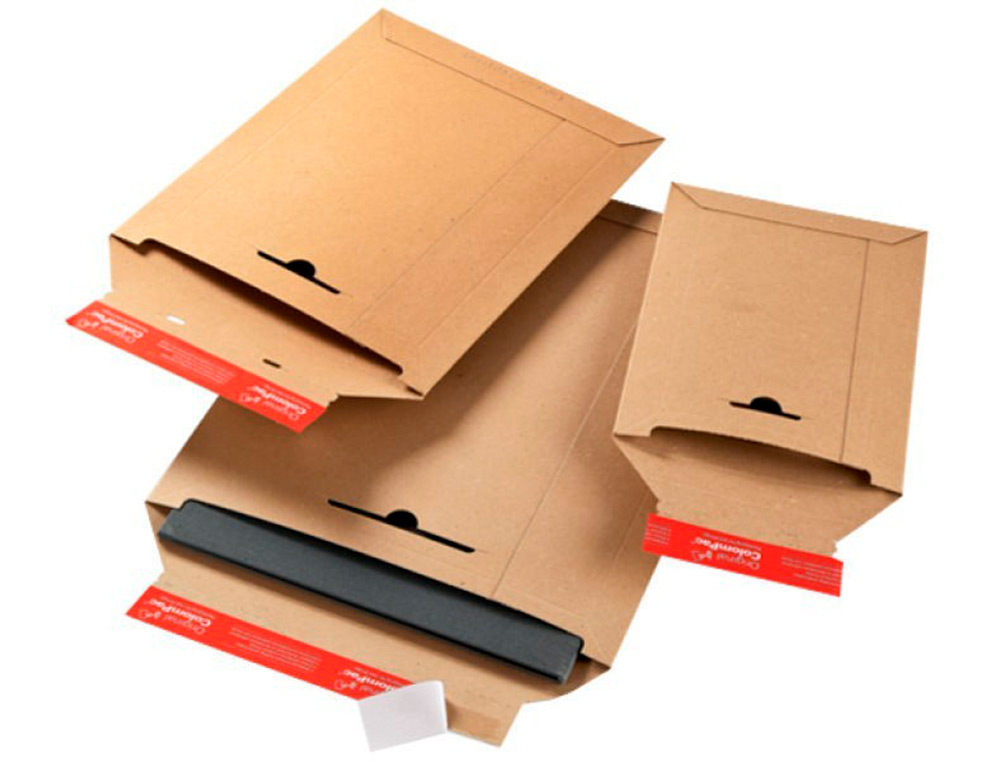 POCHETTE EXPEDITION COLOMPAC CARTON RIGIDE BRUN BANDE ADHESIVE 310X345X30MM