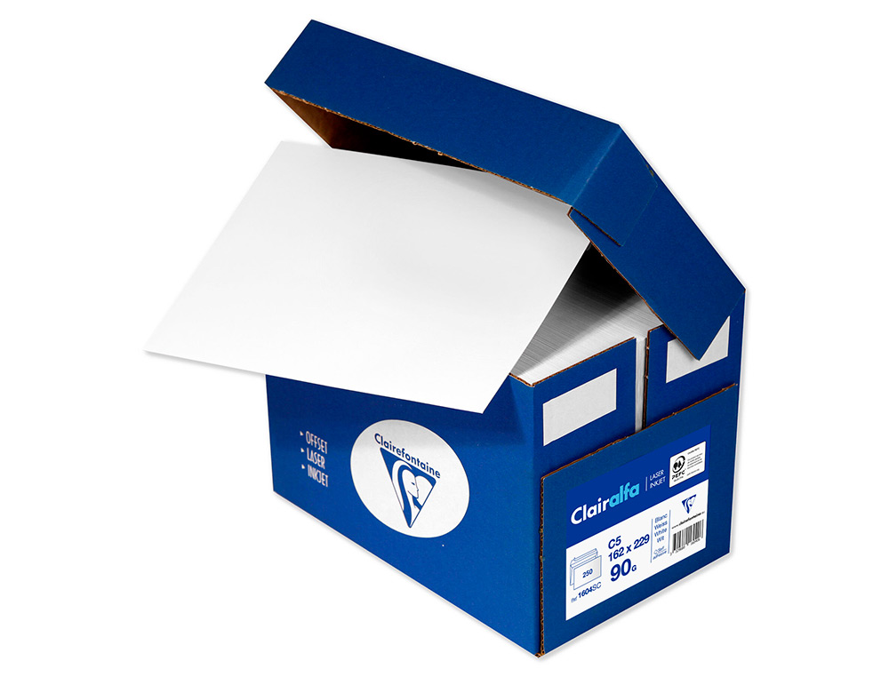 ENVELOPPE BLANCHE CLAIREFONTAINE BANDE DE       PROTECTION 90G FENETRE 45     162X229MM BLANCHE BOITE DE