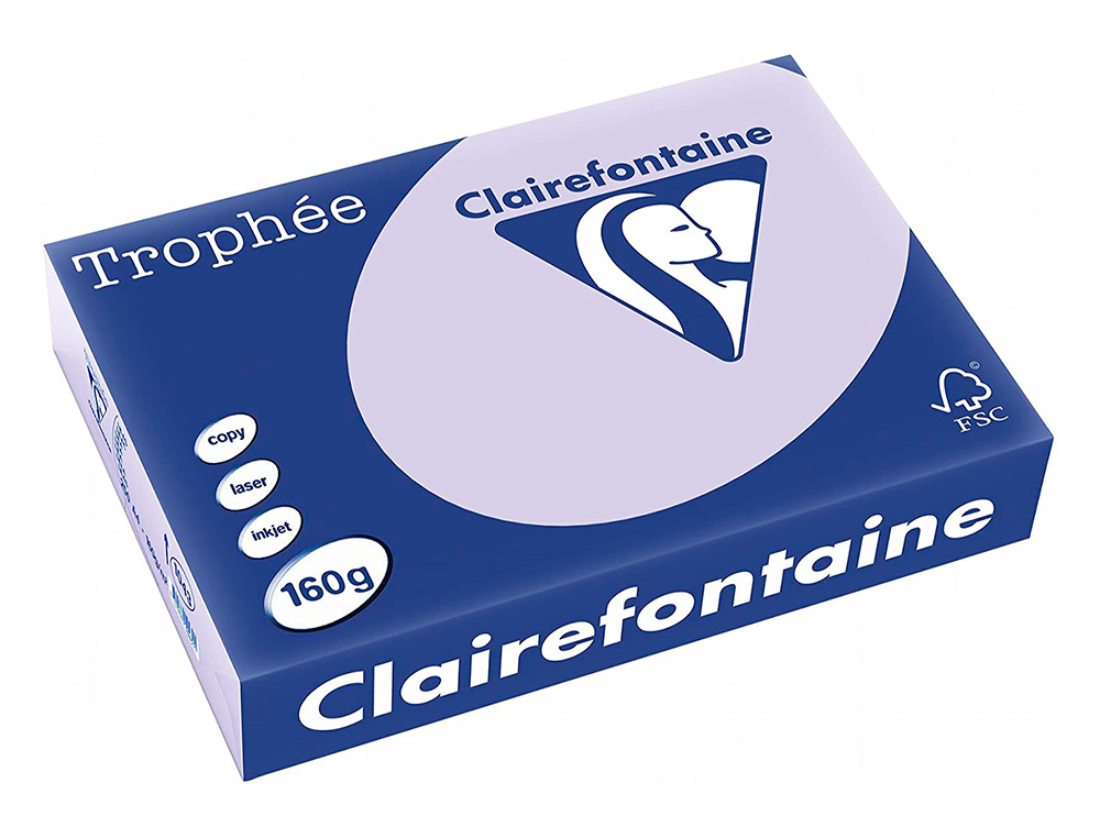 PAPIER CLAIREFONTAINE MULTIFONCTION LASER COULEUR TROPHE A4 160G/M2 LILAS PARFAITE OPACITE PAQUET 250