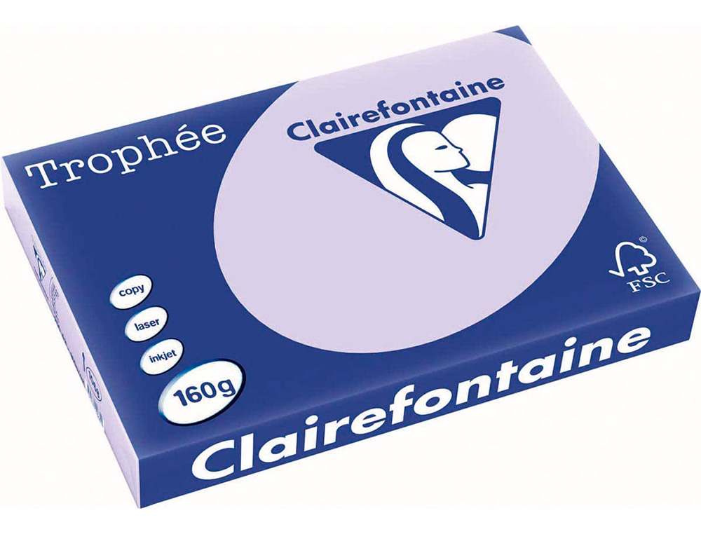 PAPIER CLAIREFONTAINE MULTIFONCTION COULEUR LASER   TROPHE A3 160G/M2 LILAS       PARFAITE OPACITE PAQUET 250