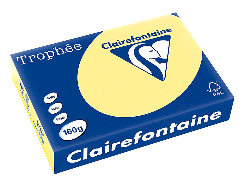 PAPIER CLAIREFONTAINE MULTIFONCTION LASER COULEUR   TROPHE A3 160G/M2 JONQUILLE   PARFAITE OPACITE PAQUET 250
