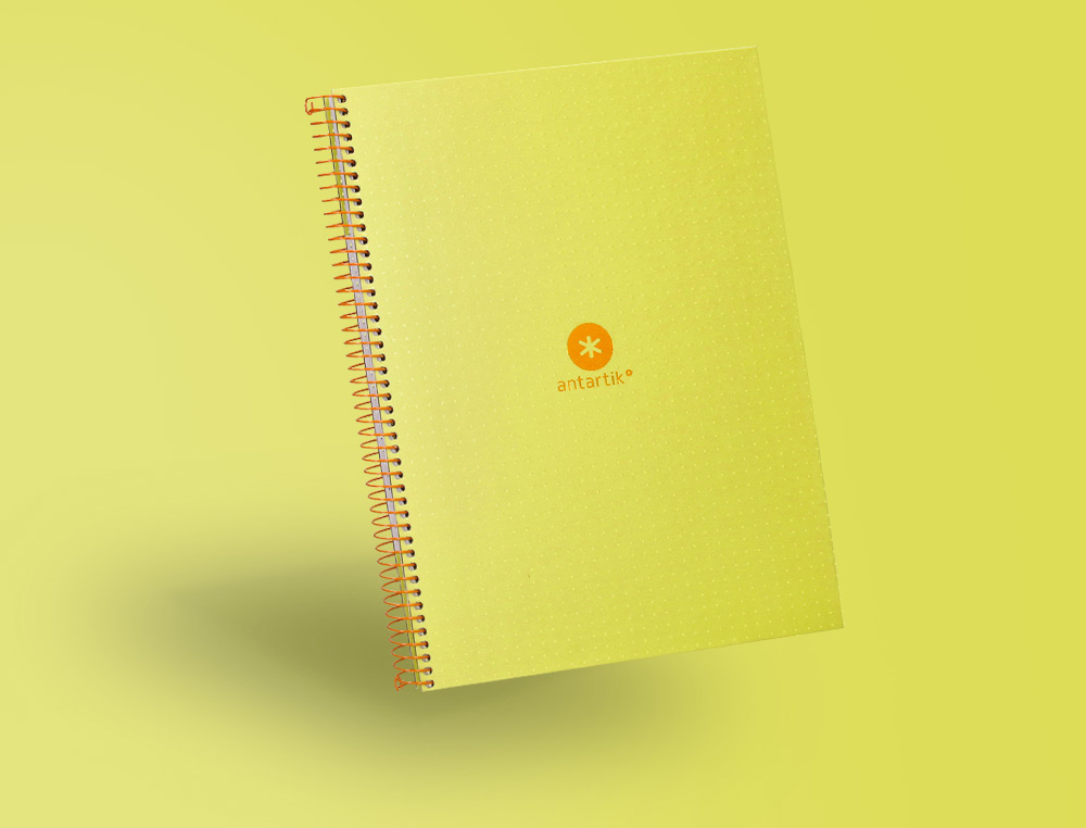 CAHIER SPIRALE ANTARTIK A4 80P 90G COUVERTURE CARTONEE REGLURE DOT 4 TROUS COLORIS JAUNE