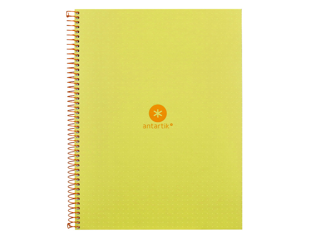 CAHIER SPIRALE ANTARTIK A4 80P 90G COUVERTURE CARTONEE REGLURE DOT 4 TROUS COLORIS JAUNE
