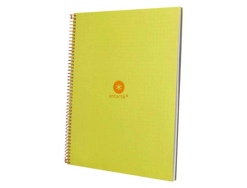 CAHIER SPIRALE ANTARTIK A4 80P 90G COUVERTURE CARTONEE REGLURE DOT 4 TROUS COLORIS JAUNE