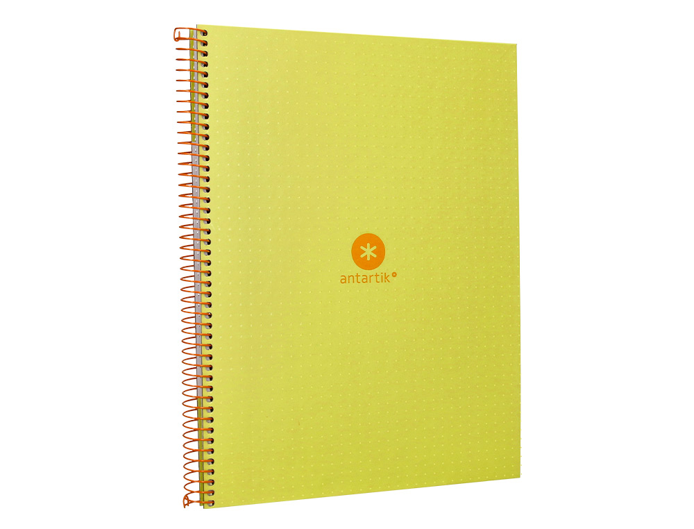 CAHIER SPIRALE ANTARTIK A4 80P 90G COUVERTURE CARTONEE REGLURE DOT 4 TROUS COLORIS JAUNE