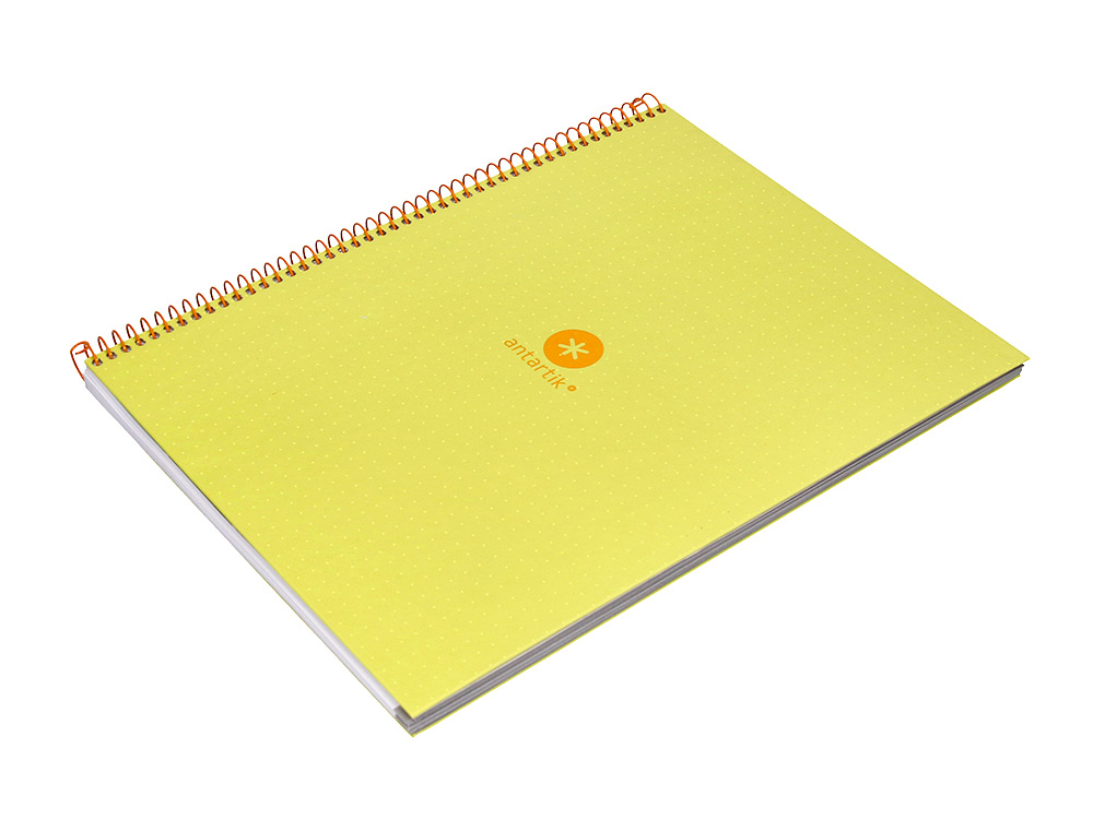 CAHIER SPIRALE ANTARTIK A4 80P 90G COUVERTURE CARTONEE REGLURE DOT 4 TROUS COLORIS JAUNE