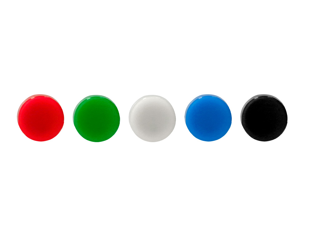 AIMANT LIDERPAPEL ECOUSE PP 20MM POUR TABLEAUX MAGNETIQUES COLORIS ASSORTIS BOITE 10 UNITES