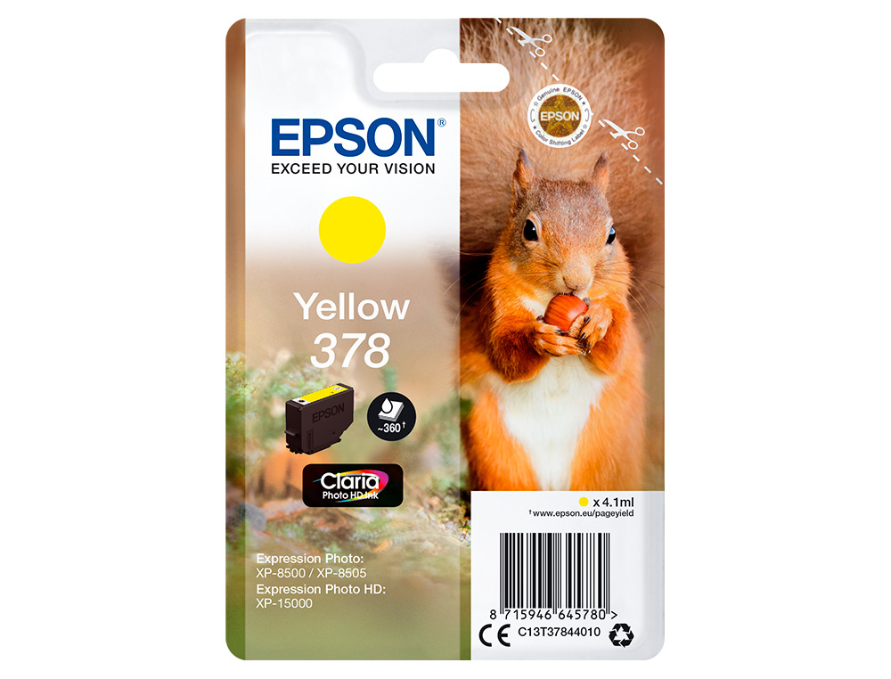 CARTOUCHE ENCRE  EPSON SINGLEPACK378 CLARIA PHOTO   HD INK JAUNE