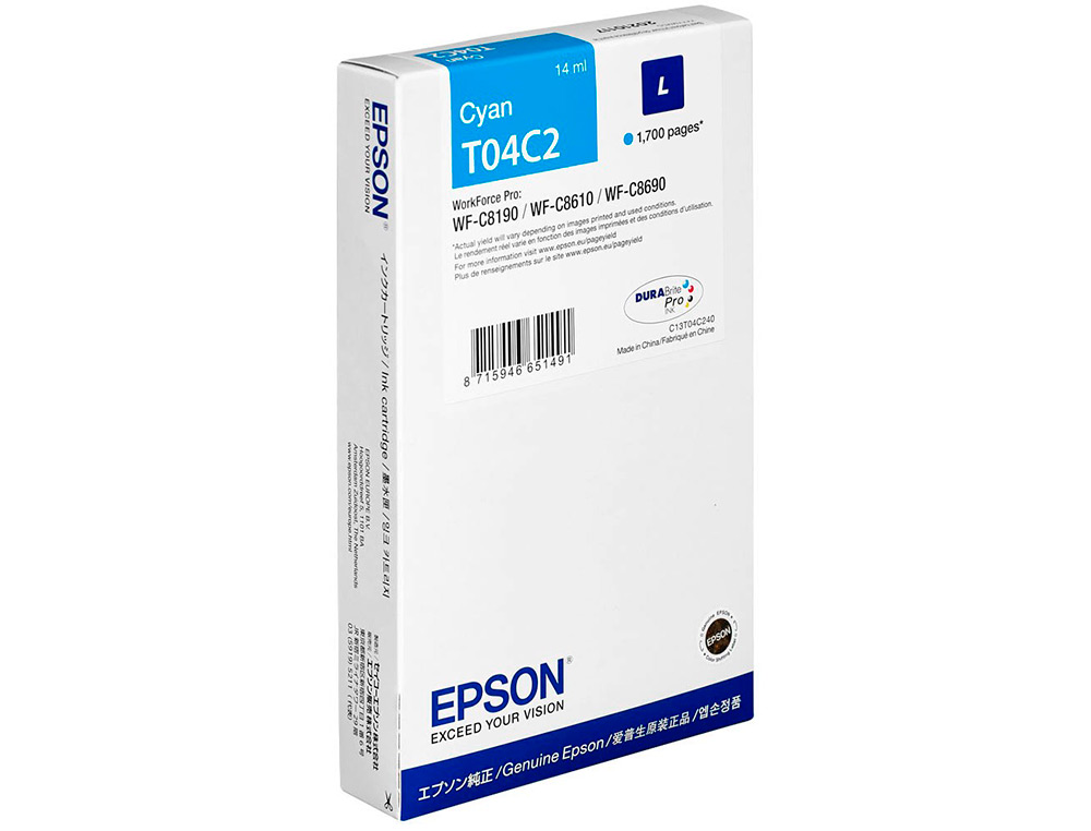 CARTOUCHE EPSON JET D'ENCRE T04C2 COULEUR CYAN 1700 PAG