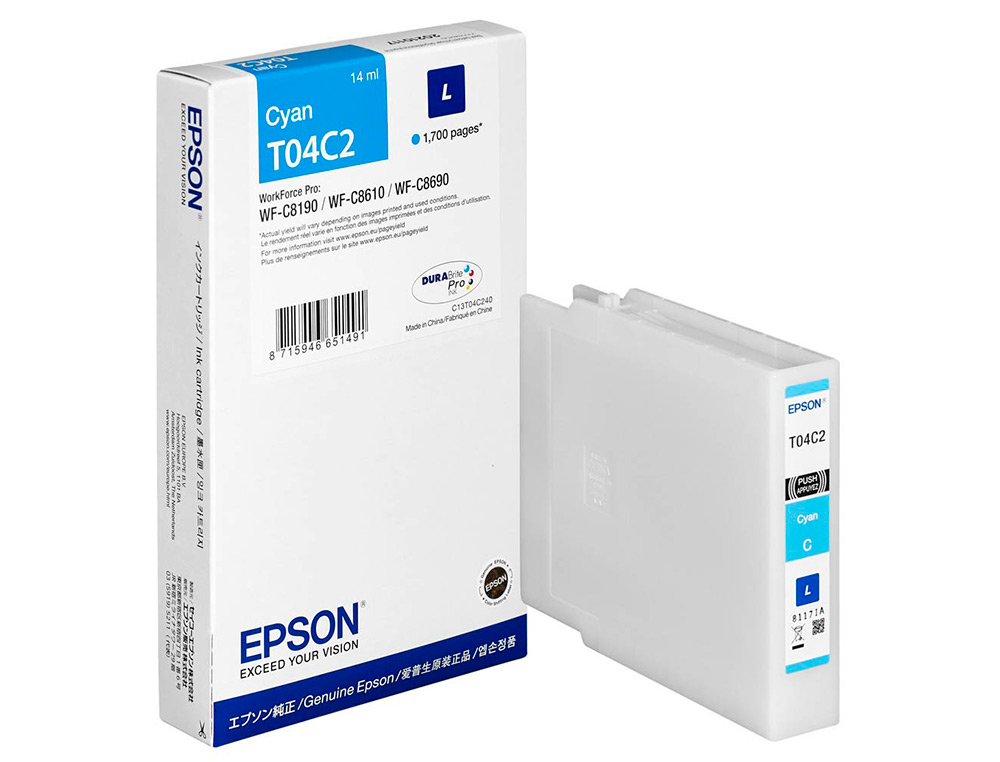 CARTOUCHE EPSON JET D'ENCRE T04C2 COULEUR CYAN 1700 PAG