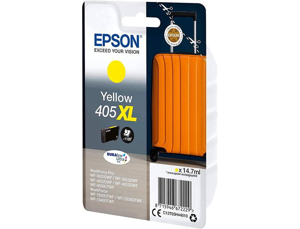 CARTOUCHE EPSON JET D'ENCRE 405 XL VALISE COULEUR JAUNE   14,7ML