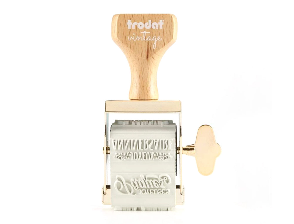 KIT TAMPON TRODAT VINTAGE FELICITATIONS 1 TAMPO +1      ENCREUR+ ETIQUETTES