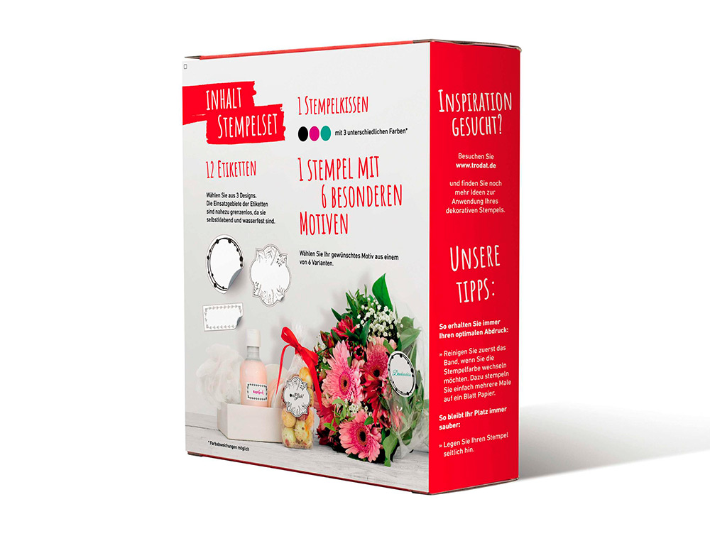 KIT TAMPON TRODAT VINTAGE FELICITATIONS 1 TAMPO +1      ENCREUR+ ETIQUETTES