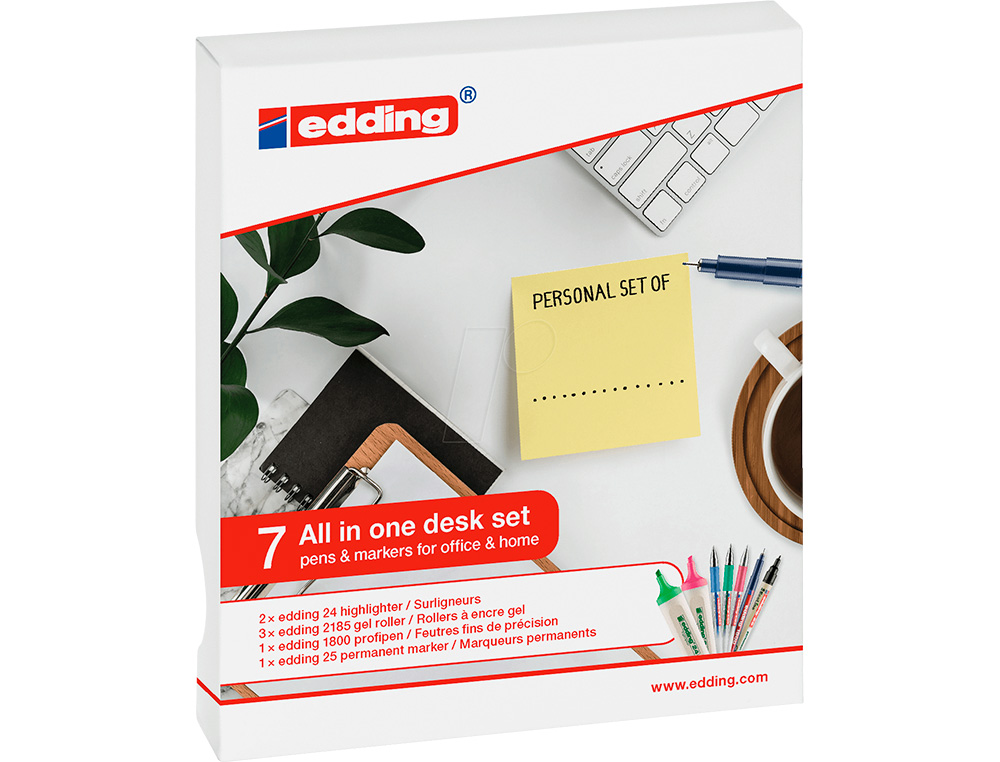 ETUI EDDING 7 STYLOS ASSORTIS 1 FEUTRE FIN, 3 STYLOS GEL ,  1 MARQUEUR INDELIBLE ET 2     SURLIGNEURS