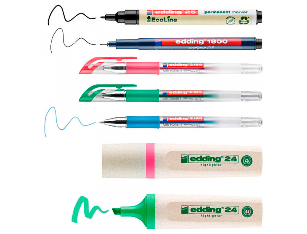 ETUI EDDING 7 STYLOS ASSORTIS 1 FEUTRE FIN, 3 STYLOS GEL ,  1 MARQUEUR INDELIBLE ET 2     SURLIGNEURS
