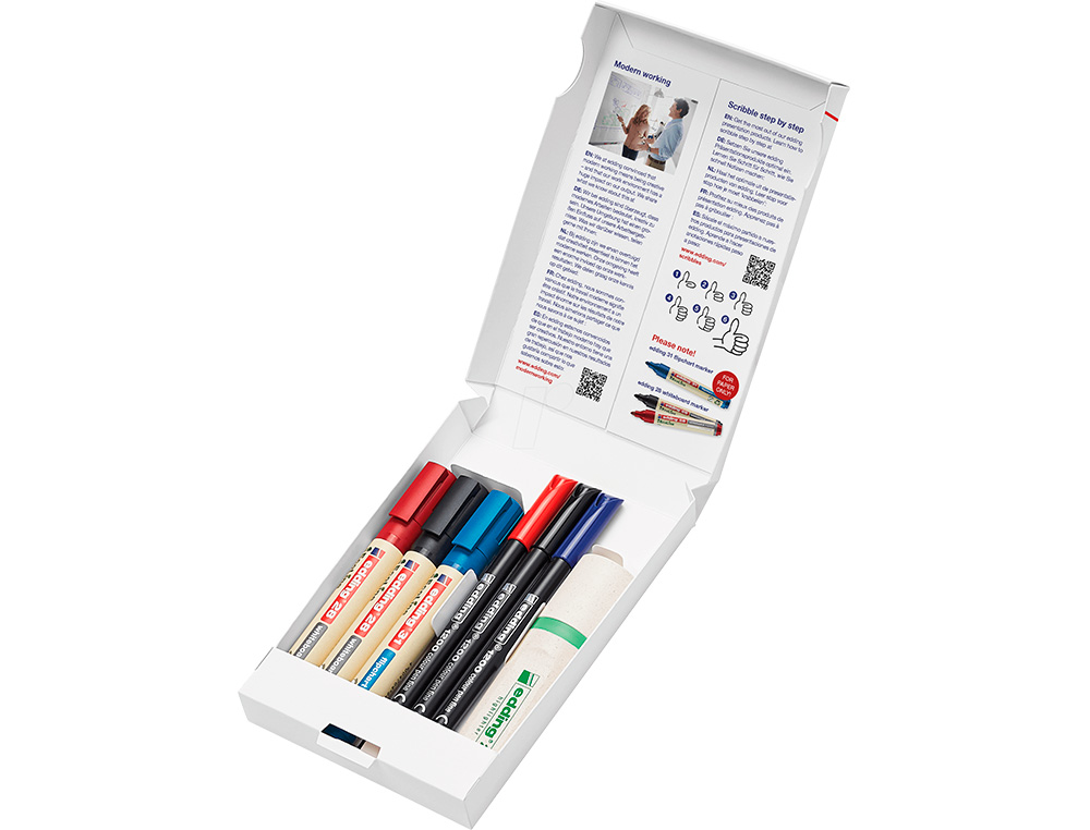 ETUI EDDING 7 STYLOS ASSORTIS 2 FEUTRES EFFAÇABLES, 1 MARQUEUR CHEVALET, 3 FEUTRES DE COLORIAGE FIN, 1