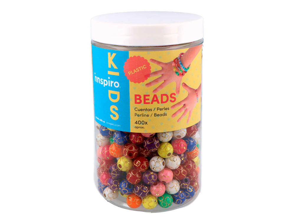 PERLE EN PLASTIQUE RONDE MULTICOLORE ORIENTALE DECOR   DORE DIAMETRE 10MM            BOCAL DE 400U