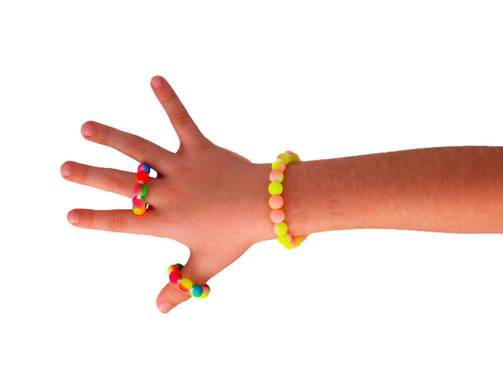 PERLE EN PLASTIQUE RONDES MULTICOLORE FLUOR DIAMETRE 8MM BOCAL DE 800 UN