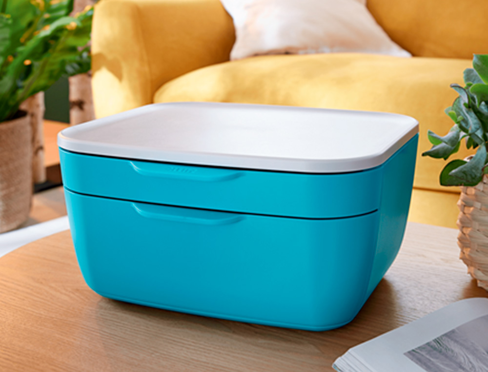 BLOC DE CLASSEMENT LEITZ COSY POLYSTYRENE. COLORIS BLEU. DIMENSIONS: 251 X 143 X 275MM