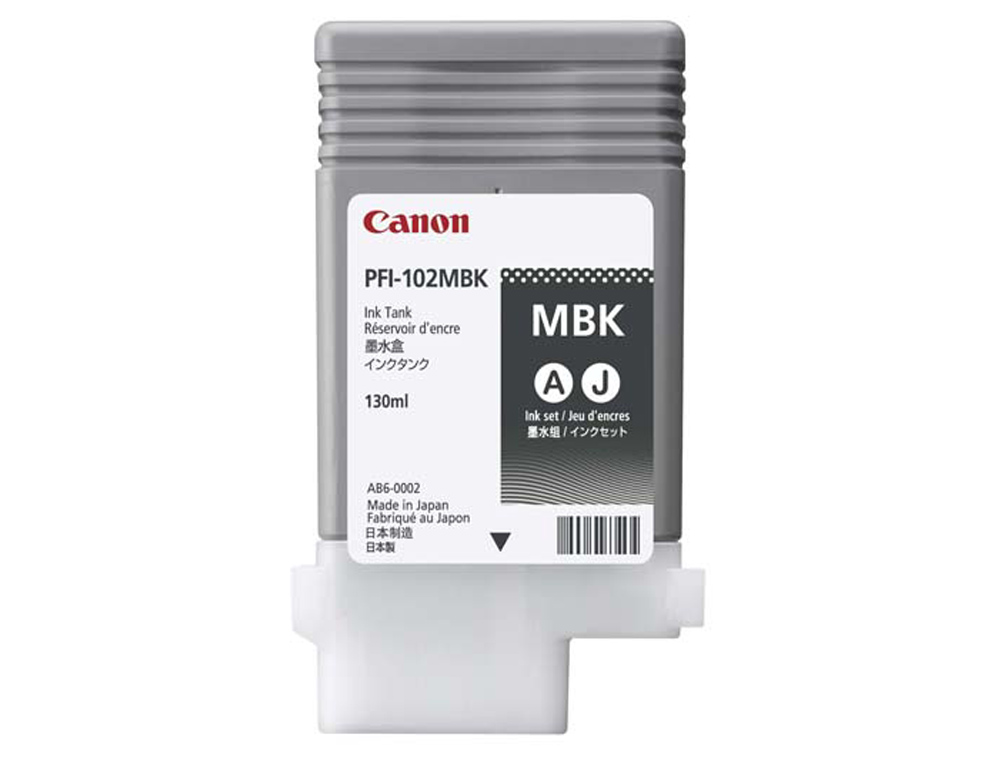 CARTOUCHE CANON JET D'ENCRE POUR IPF500 510 600 610 655 700 710 750 755 LP17 24 COULEUR NOIR MAT 130ML PFI-102MBK