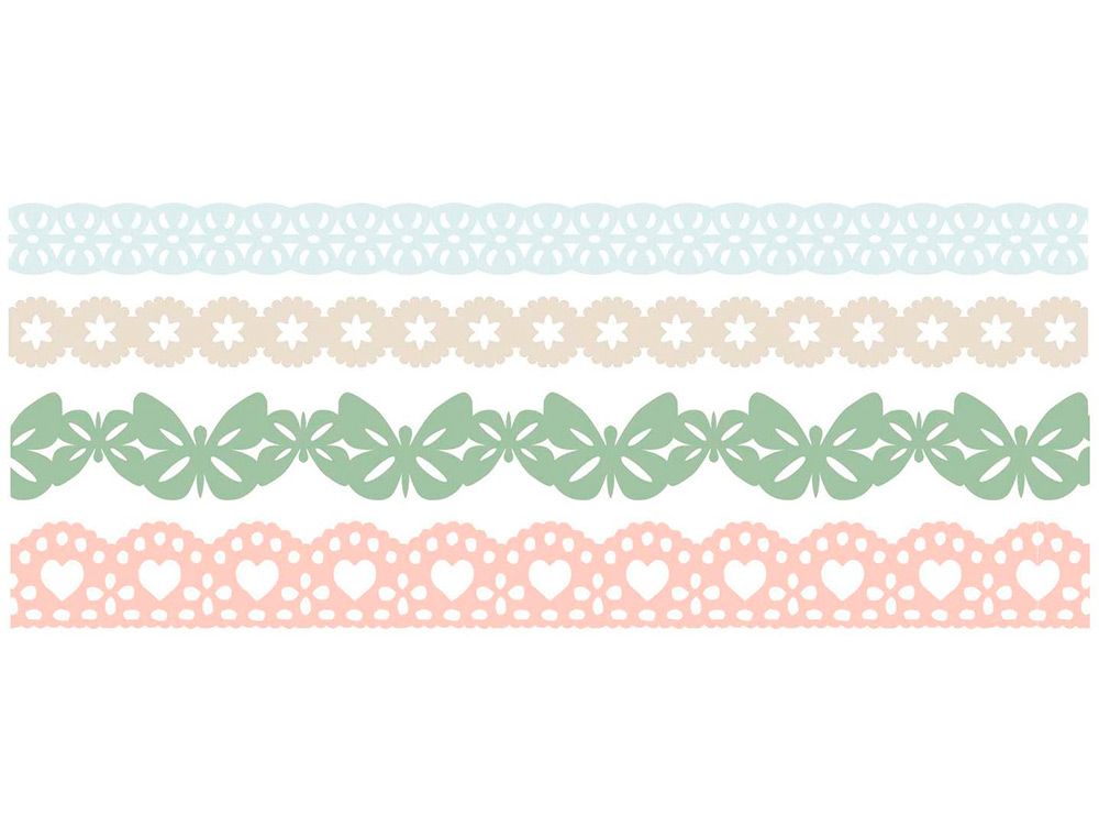 RUBAN ADHESIF DECORATIF WASHI PASTEL PACK DE 4 ROULEAUX 2X15MMX5M + 2X10MX5M