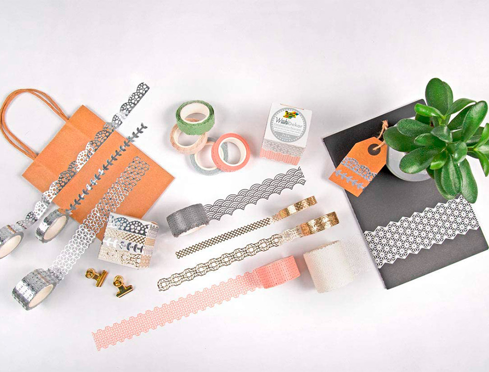 RUBAN ADHESIF DECORATIF WASHI PASTEL PACK DE 4 ROULEAUX 2X15MMX5M + 2X10MX5M