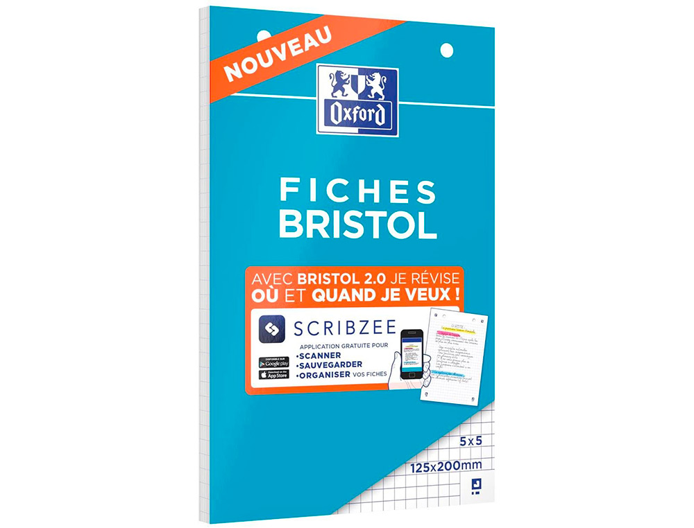 BLOC BRISTOL OXFORD NON PERFORE A6 30 FICHES Q5/5     BLANC