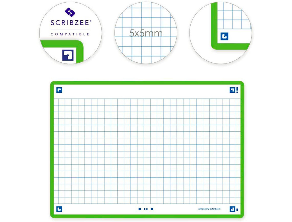 FICHES BRISTOL OXFORD REVISION 2.0 A6 NON PERFOREE 32 FICHES /FILM Q5X5 CADRE VERT