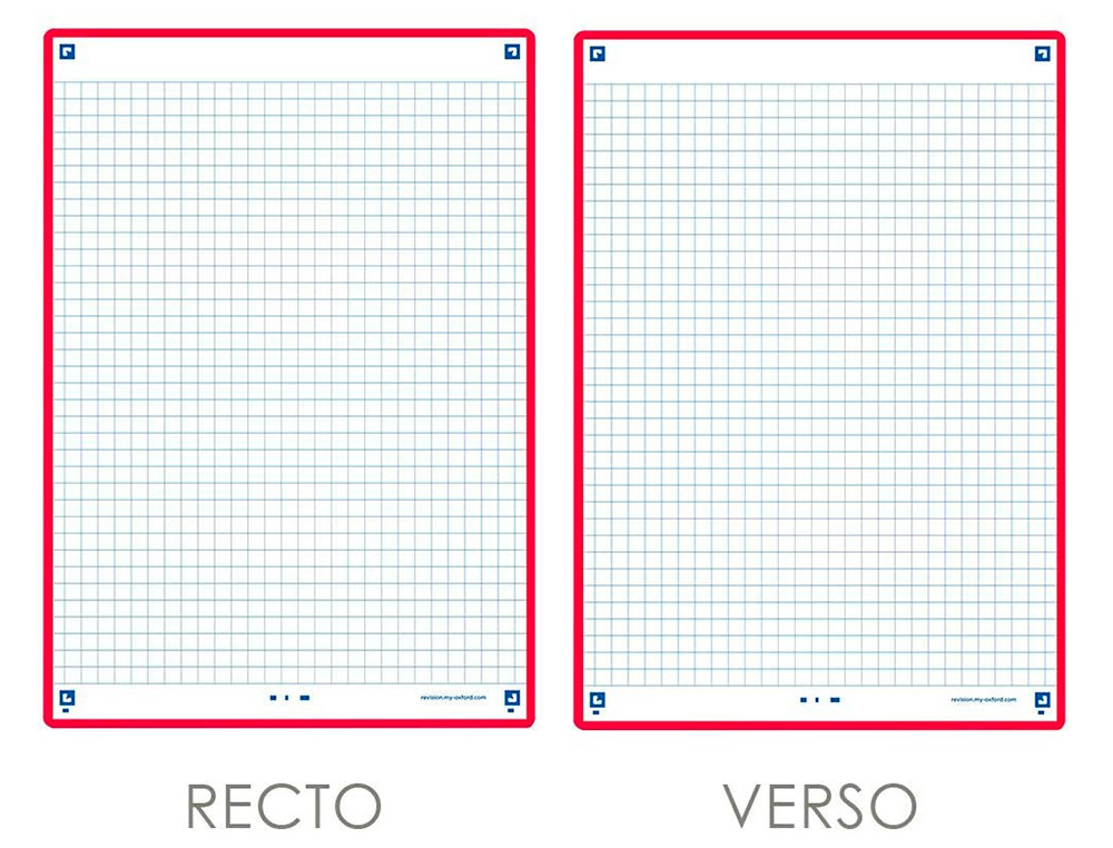 FICHES BRISTOL OXFORD REVISION 2.0 A5 PERFOREE  32  FICHES/FILM Q5X5 CADRE ROUGE