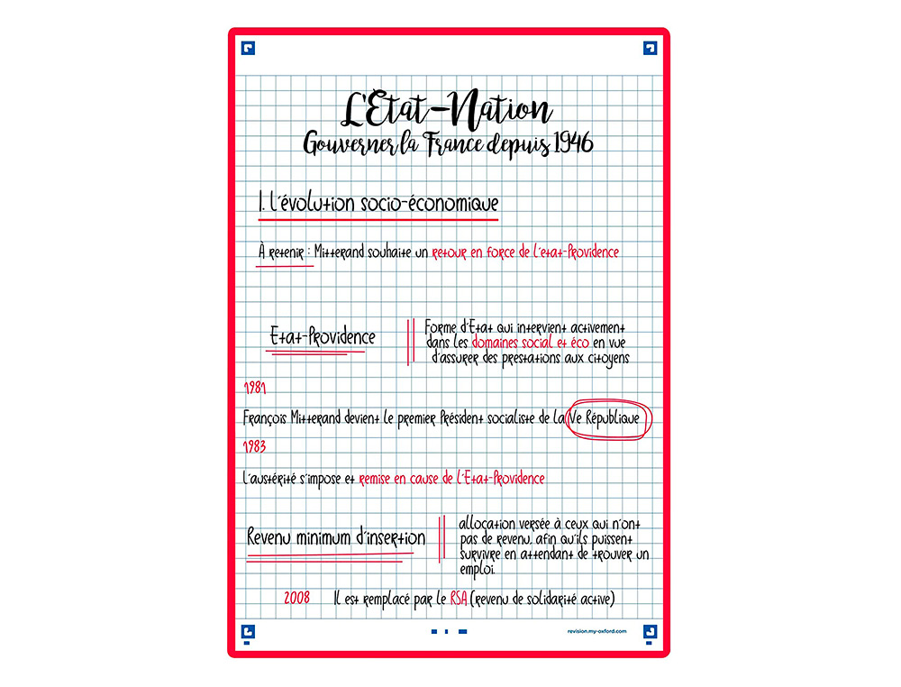 FICHES BRISTOL OXFORD REVISION 2.0 A5 PERFOREE  32  FICHES/FILM Q5X5 CADRE ROUGE