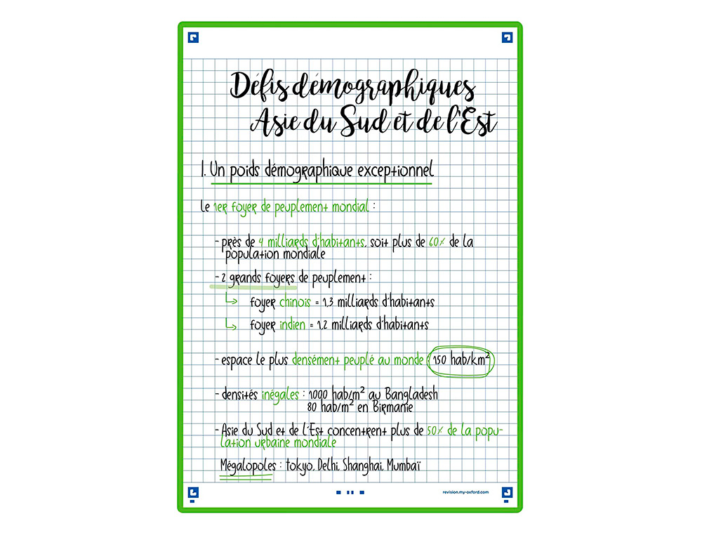 FICHES BRISTOL OXFORD REVISION 2.0 A5 PERFOREE 32   FICHES/FILM Q5X5 CADRE VERT