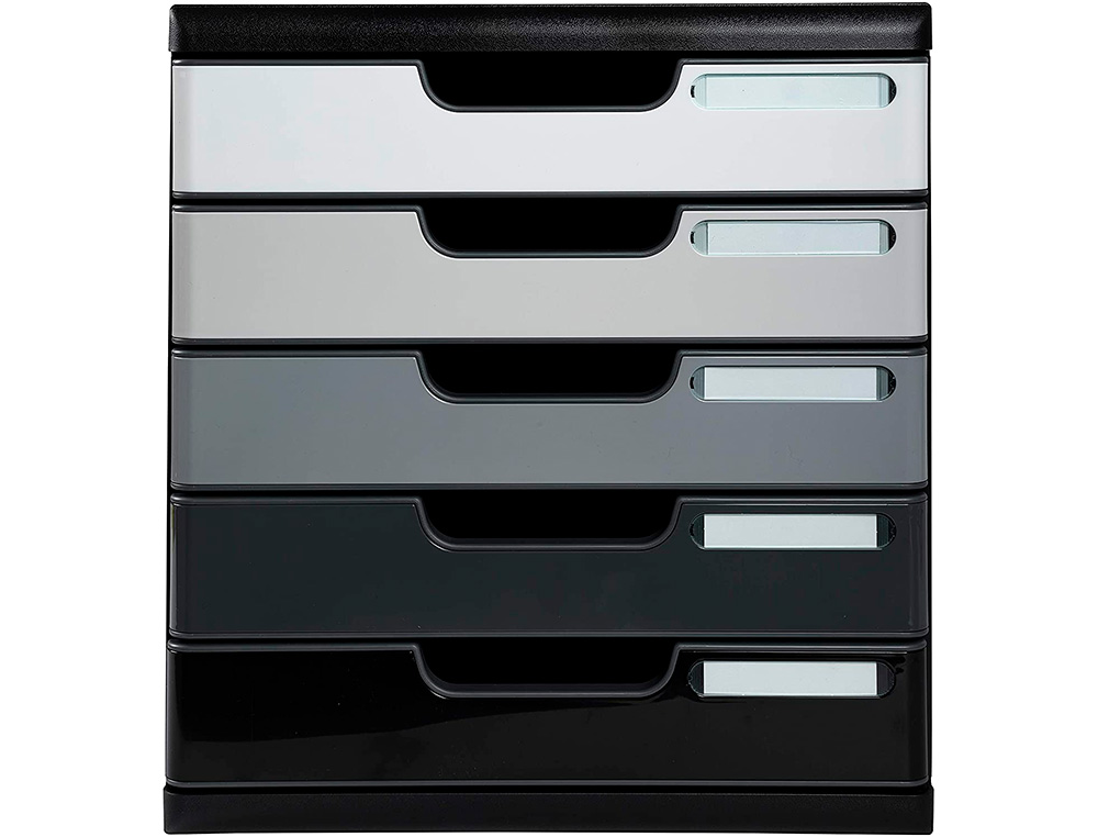MODULE EXACOMPTA 5 TIROIRS CERTIFIES ANGE BLEU NOIR NUANCES DE GRIS GLOSSY