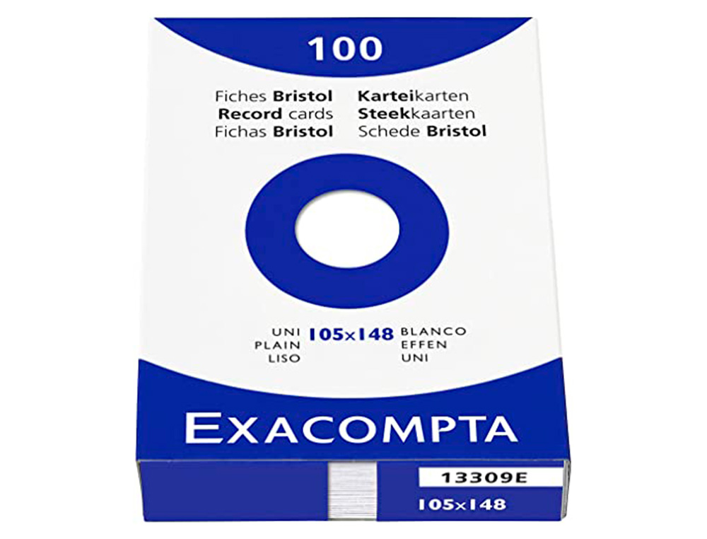 ETUI 100 FICHES EXACOMPTA BRISTOL UNI NON PERFOREE      BLANC 105X148MM
