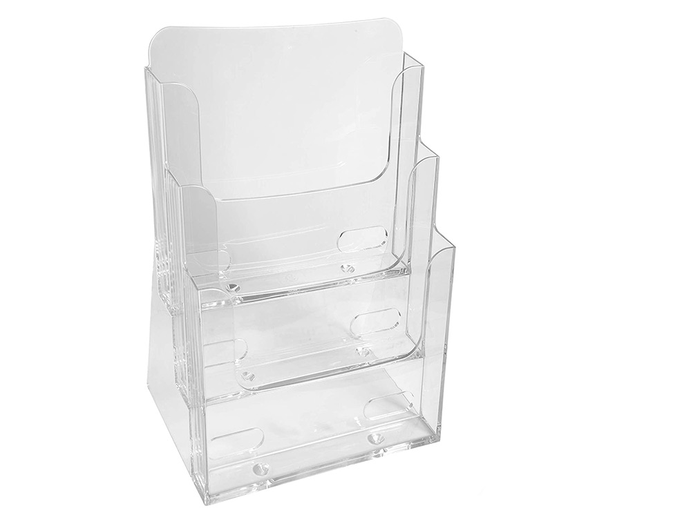DISTRIBUTEUR EXACOMPTA POLYSTYRENE FORMAT A4         VEERTICAL 3 COMPARTIMENTS     TRANSPARENT